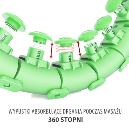 Zestaw hula hop HHW01 green z wypustkami i obciążnikiem HMS + pas BR163 red