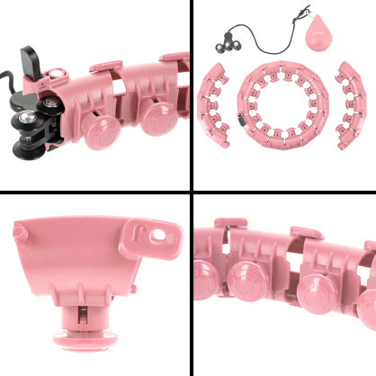 Zestaw hula hop HHW01 pink z wypustkami i obciążnikiem HMS + pas BR163 red