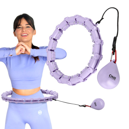 Zestaw hula hop OHA02 violet z wypustkami i obciążnikiem one fitness + pas BR160