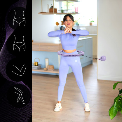 Zestaw hula hop OHA02 violet z wypustkami i obciążnikiem one fitness + pas BR160