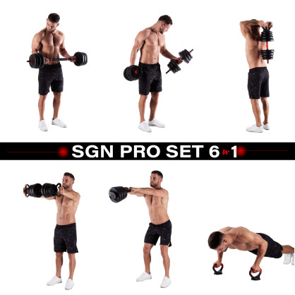 SGN140 (2 części) PRO set 6W1 zestaw ciężarów 40KG HMS