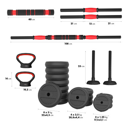 SGN140 (2 części) PRO set 6W1 zestaw ciężarów 40KG HMS