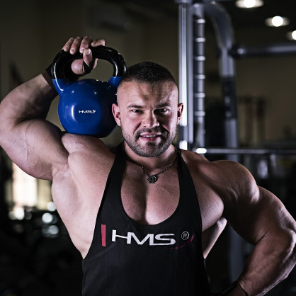 KNV20 blue kettlebell żeliwny pokryty winylem HMS