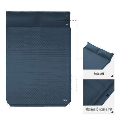 NC4060 antracyt mata samopompująca dwuosobowa z poduszką nils camp