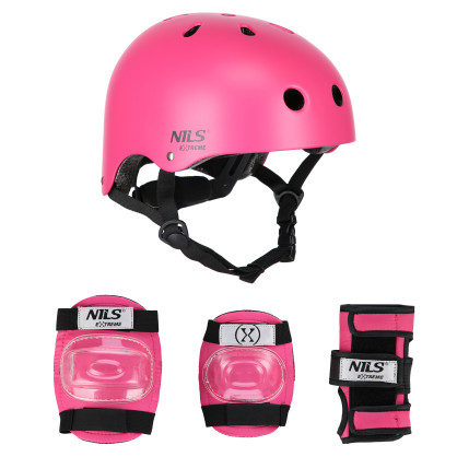 MR290+H230 kask z ochraniaczami zestaw różowy rozm. s nils extreme