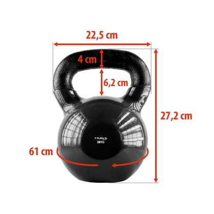 KNV28 black kettlebell żeliwny pokryty winylem HMS