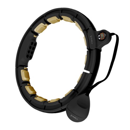 HHM13 hula hop black/gold z magnesami I obciążnikiem + licznik HMS