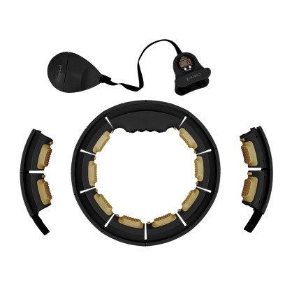 HHM13 hula hop black/gold z magnesami I obciążnikiem + licznik HMS