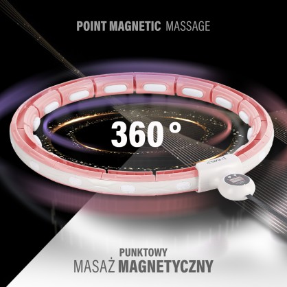 Zestaw hula hop magnetyczny pink HHM15 z licznikiem HMS + pas BR163 black plus size