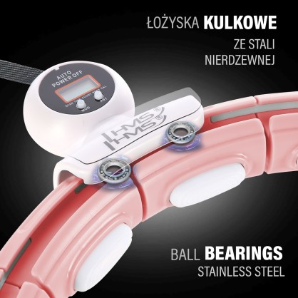 Zestaw hula hop magnetyczny pink HHM15 z licznikiem HMS + pas BR163 black plus size