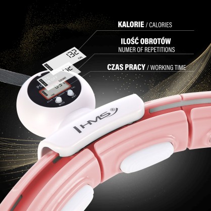 Zestaw hula hop magnetyczny pink HHM15 z licznikiem HMS + pas BR163 black plus size