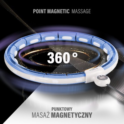 Zestaw hula hop magnetyczny blue HHM15 z licznikiem HMS + pas BR163 black plus size