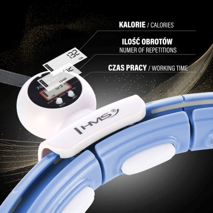 Zestaw hula hop magnetyczny blue HHM15 z licznikiem HMS + pas BR163 black plus size