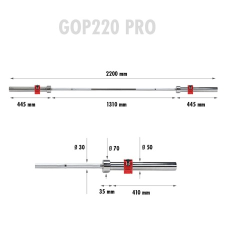 GOP220 PRO + ZG1000R zaciski lock gryf prosty olimpijski 20KG 2200MM HMS