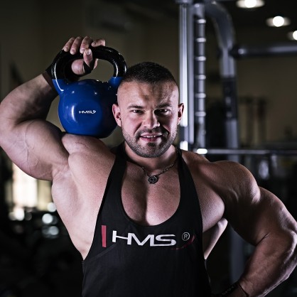 KNV12 blue kettlebell żeliwny pokryty winylem HMS