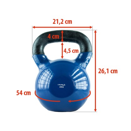 KNV20 blue kettlebell żeliwny pokryty winylem HMS