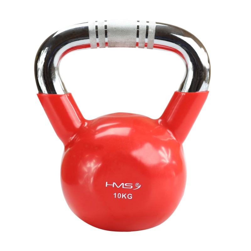 KTC10 red uchwyt chrom radełkowany kettlebell żeliwny HMS