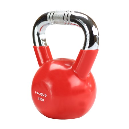 KTC10 red uchwyt chrom radełkowany kettlebell żeliwny HMS