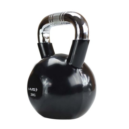 KTC20 black uchwyt chrom radełkowany kettlebell żeliwny HMS