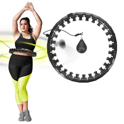 HHW12 plus size hula hop black z wypustkami i obciążnikiem HMS