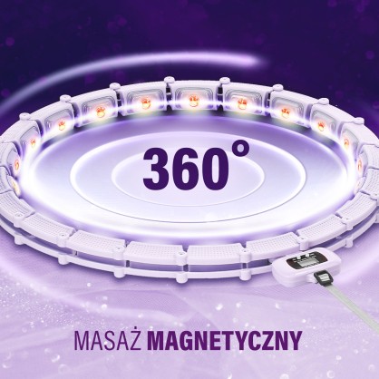 Zestaw hula hop magnetyczny violet HHM14 z licznikiem HMS + pas BR163 black plus size