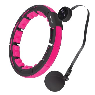 HHM16 hula hop black/pink z magnesami I obciążnikiem + licznik HMS