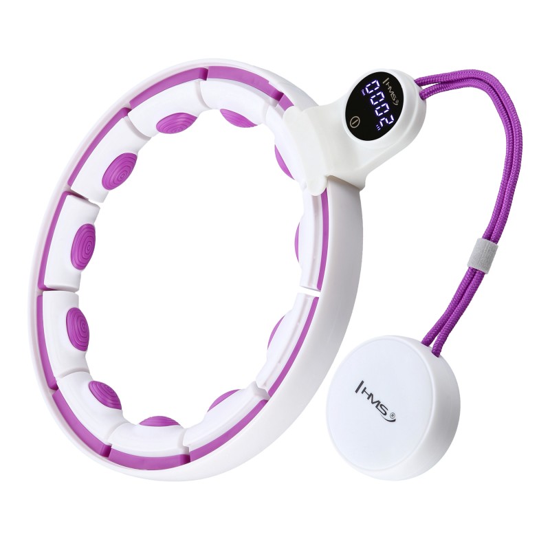 HHM17 hula hop white/violet z magnesami I obciążnikiem + licznik HMS