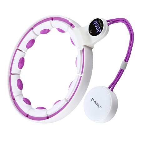 HHM17 hula hop white/violet z magnesami I obciążnikiem + licznik HMS