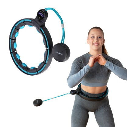 HHM17 hula hop black/turquoise z magnesami I obciążnikiem + licznik HMS