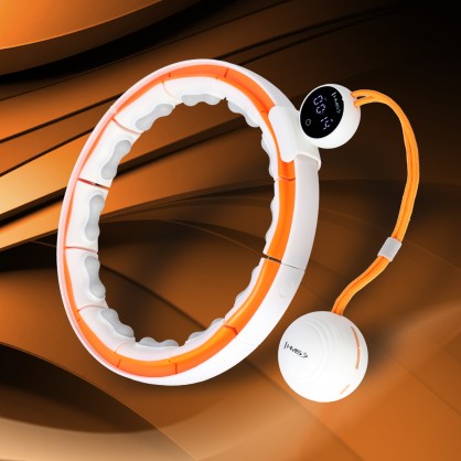 HHM21 hula hop white/orange z magnesami, wypustkami tpe I obciążnikiem + licznik HMS