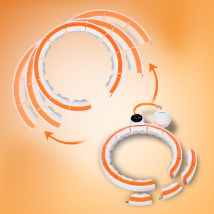 HHM21 hula hop white/orange z magnesami, wypustkami tpe I obciążnikiem + licznik HMS