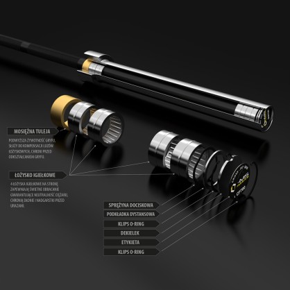GCF700 gryf olimpijski 20 KG 2200MM + zacisk ZG1000 red HMS premium