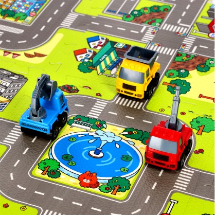 MD02 mata dziecięca puzzle cars 9 elementów 90x90CM nils fun