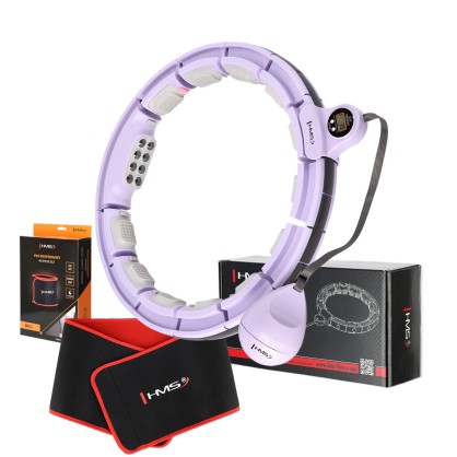 Zestaw hula hop magnetyczny violet HHM13 z licznikiem HMS + pas wyszczuplający BR163 black
