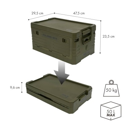 NCB4001 SKŁADANA SKRZYNIA KEMPINGOWA Z POKRYWĄ 50L NILS CAMP