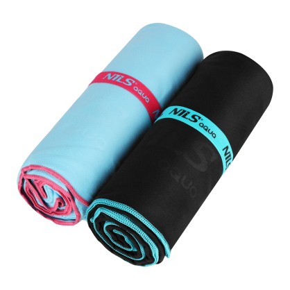 NAR13 czarny ręcznik z mikrofibry 200x90 cm nils aqua