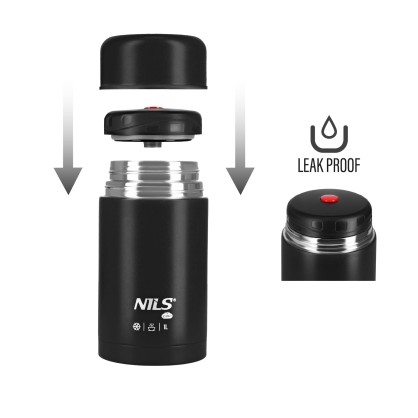 NC3802 TERMOS OBIADOWY 1000ML CZARNY NILS CAMP