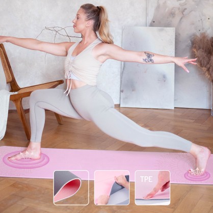 ZESTAW DO JOGI HMS MATA TPE LIGHT PINK YM10 + KOSTKA GRAY KJ02 + PASEK SJ02