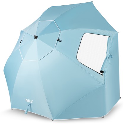NC17114 PARASOL/PARAWAN PLAŻOWY 2W1 XXL 240 CM NIEBIESKI NILS