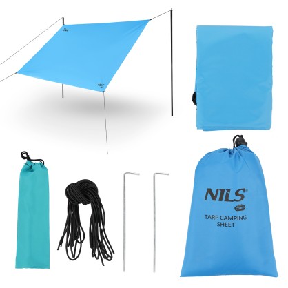 NC17111 TARP PŁACHTA BIWAKOWA KEMPINGOWA 230X140 CM NIEBIESKI NILS CAMP