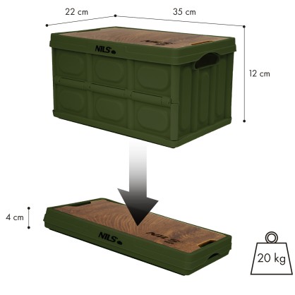NCB4007 SKŁADANA SKRZYNIA KEMPINGOWA ZIELONA Z FUNKCJĄ STOŁU 2W1 NILS CAMP