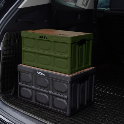 NCB4007 SKŁADANA SKRZYNIA KEMPINGOWA ZIELONA Z FUNKCJĄ STOŁU 2W1 NILS CAMP