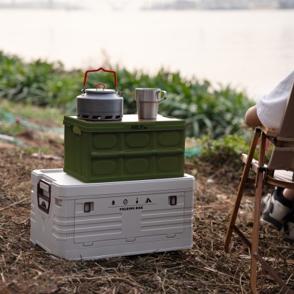 NCB4007 SKŁADANA SKRZYNIA KEMPINGOWA ZIELONA Z FUNKCJĄ STOŁU 2W1 NILS CAMP