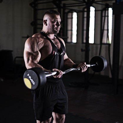 GSL-35 sztanga/gryf stały łamany gumowany 35 KG HMS