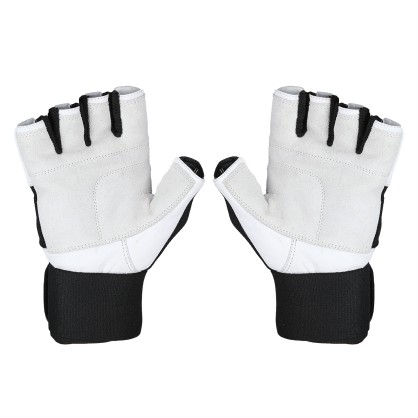 RST04 WHITE-BLACK ROZM. S RĘKAWICE NA SIŁOWNIĘ HMS