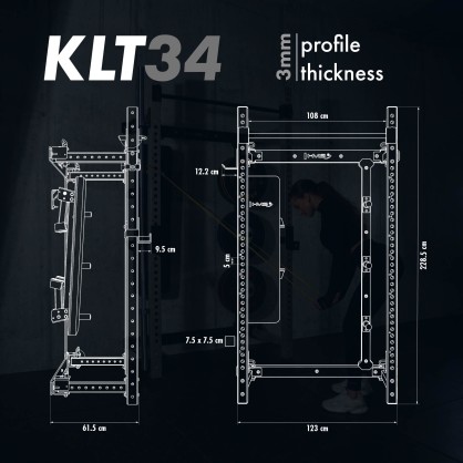 KLT34 WIELOFUNKCYJNA KLATKA TRENINGOWA SKŁADANA GREY HMS