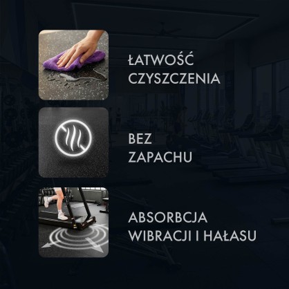 POS25 PODŁOGA GUMOWA POD SPRZĘT FITNESS BLACK/WHITE HMS