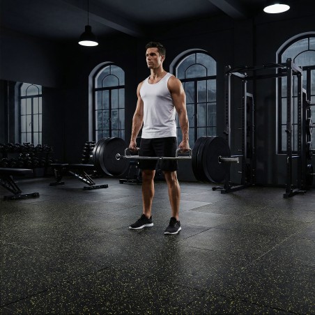 POS35 PODŁOGA GUMOWA POD SPRZĘT FITNESS Z WYPUSTKAMI BLACK/YELLOW HMS