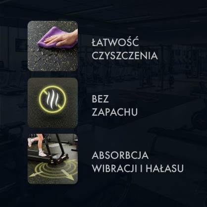 POS35 PODŁOGA GUMOWA POD SPRZĘT FITNESS Z WYPUSTKAMI BLACK/YELLOW HMS