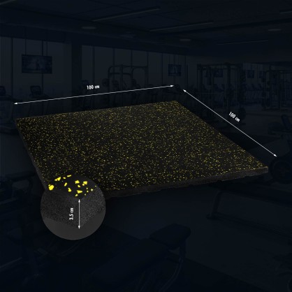 POS35 PODŁOGA GUMOWA POD SPRZĘT FITNESS Z WYPUSTKAMI BLACK/YELLOW HMS
